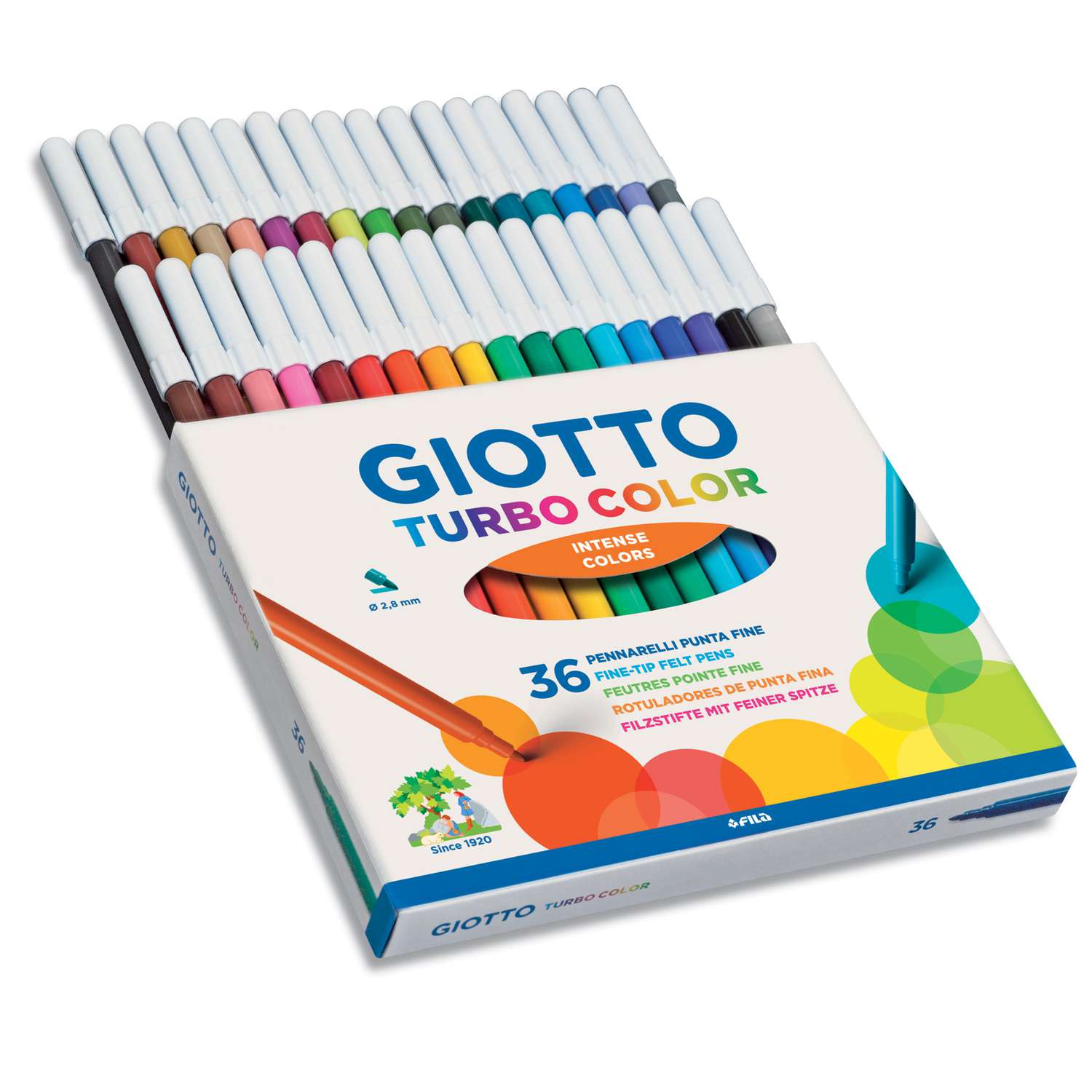 Pot plastique 36 feutres pointe extra large turbo Giant Omyacolor Giotto
