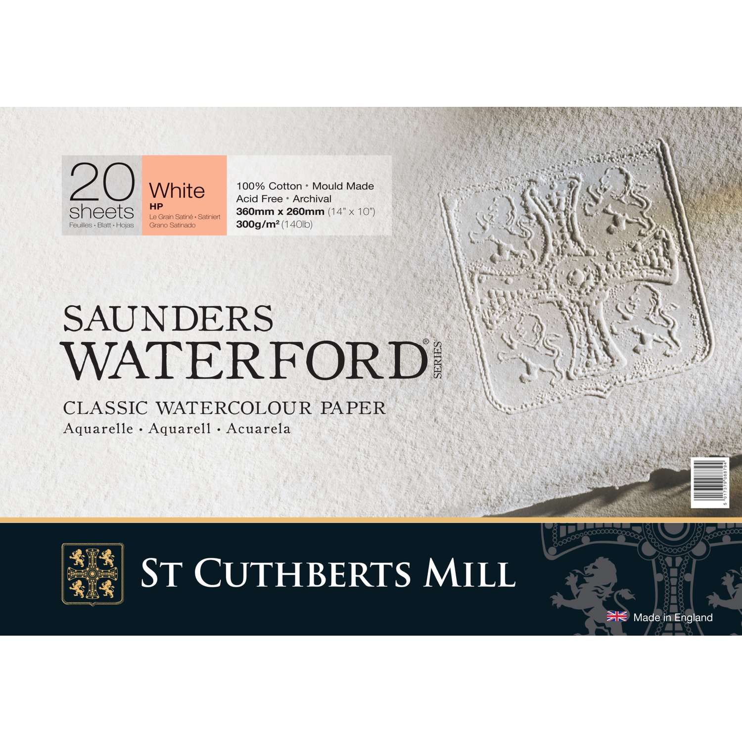 Waterford Papier aquarelle - feuille 100% coton - 56x76cm - 2 bords frangés  - grain satiné extra-lisse - Schleiper - Catalogue online complet
