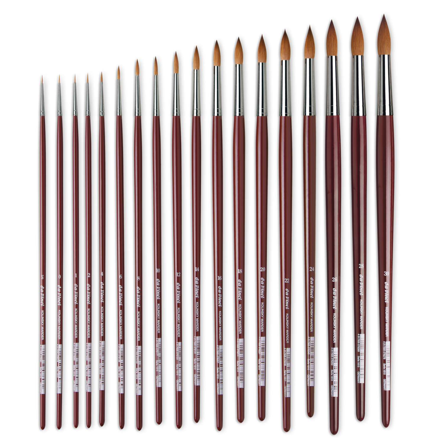 Lot De 6 Pinceaux Artiste Kolinsky Poils De Martre - Tailles 5/0 à 2, Pour Aquarelle Et Huile