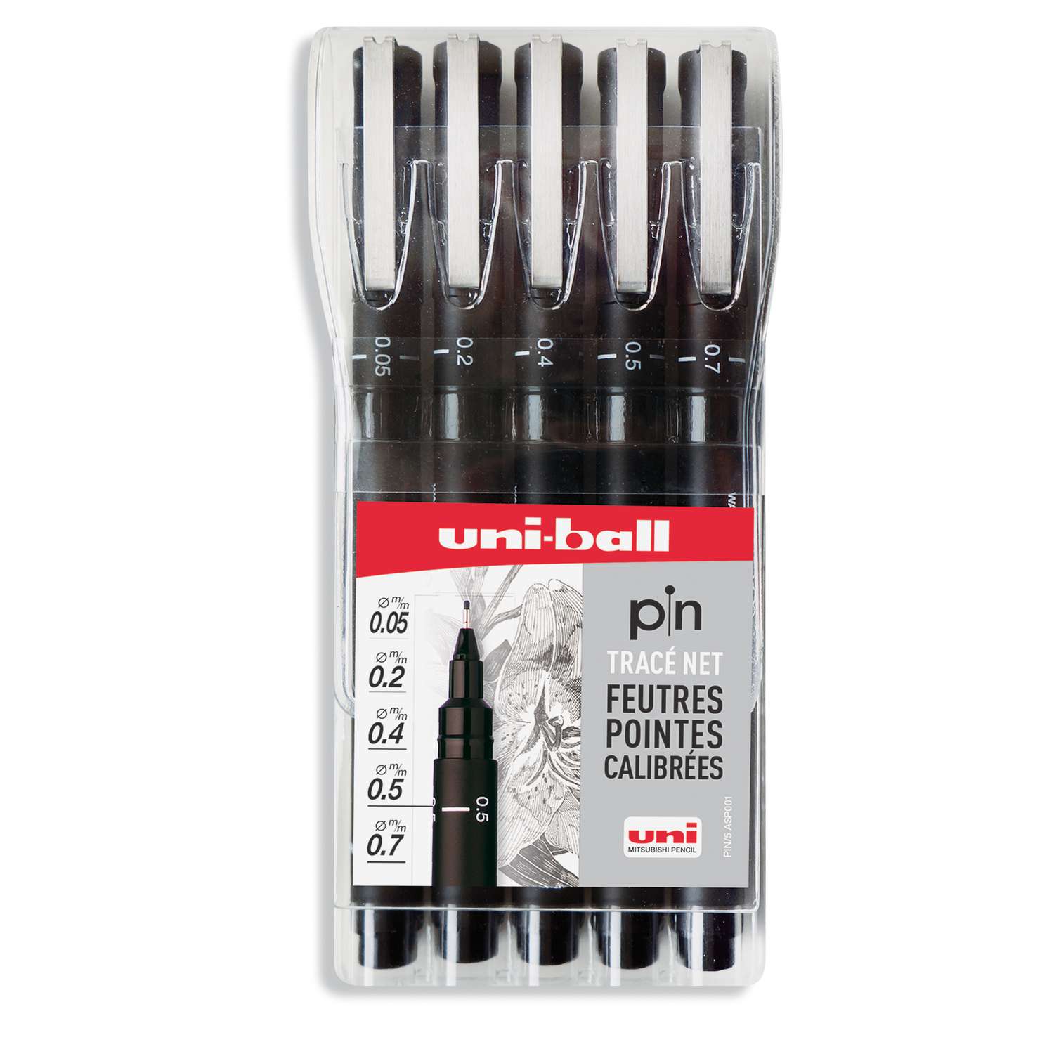 UNI PIN Stylo à dessin pigment liner noir 0,05 mm à 0,8 mm Lot de 6 -   France