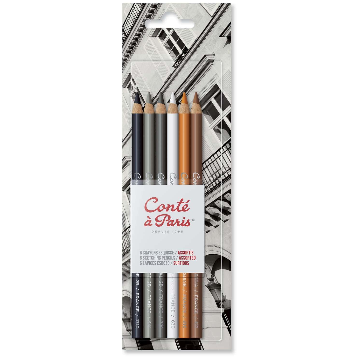 Coffret de 6 crayons Conté à Paris techniques sèche - esquisse  Le Géant  des Beaux-Arts - N°1 de la vente en ligne de matériels pour Artistes