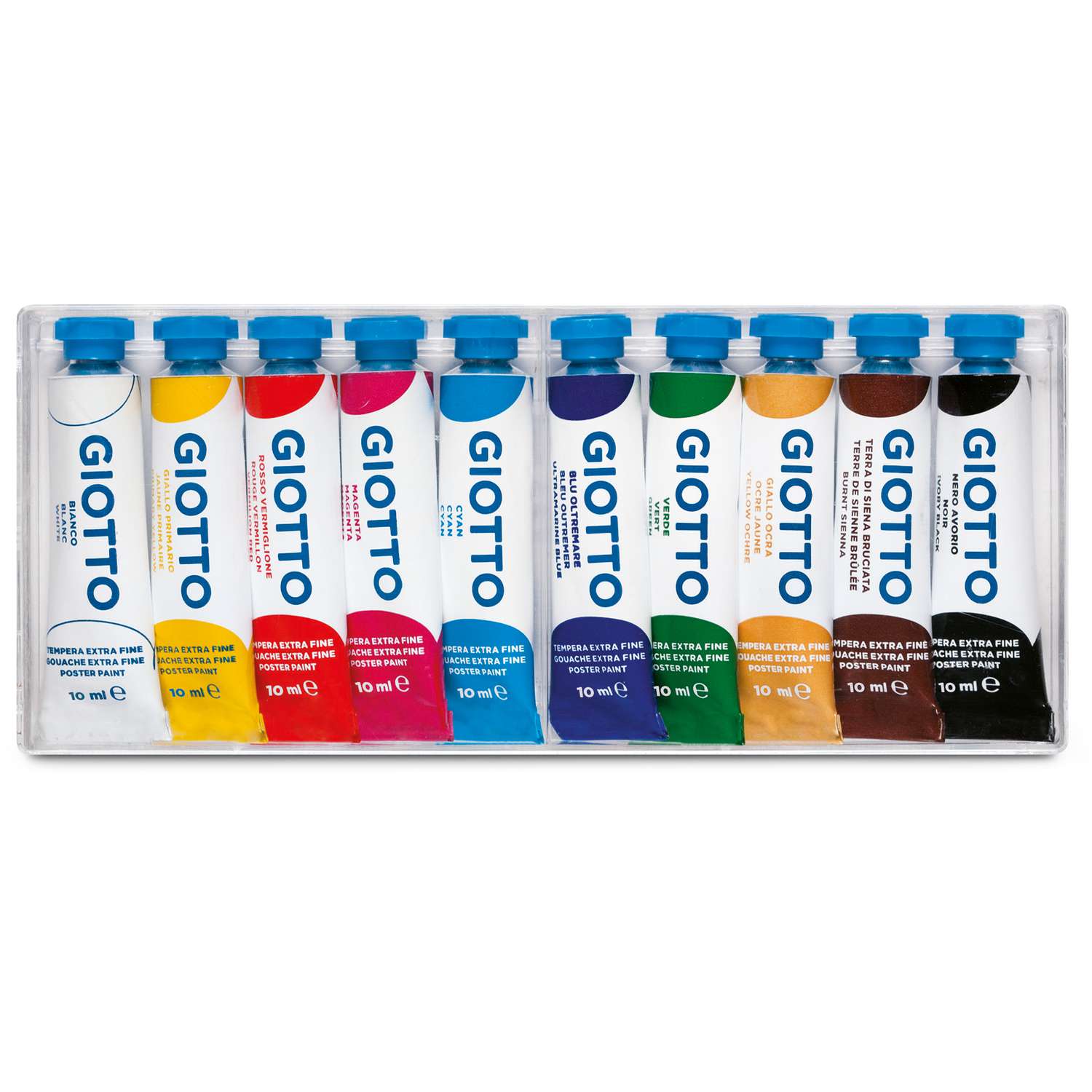 Étui carton de 10 tubes de peinture gouache de 10 ml - scolaire