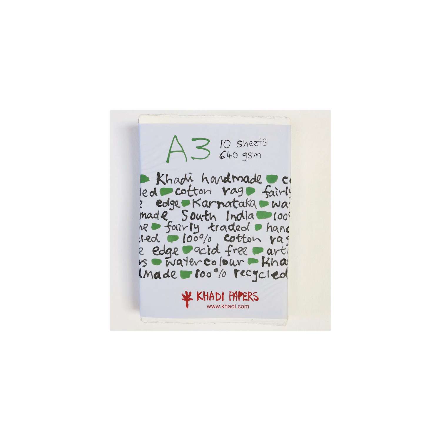 Khadi Papier Aquarelle 320 Fait Main 100 % Chiffon, Brut : Lot De 20 Feuilles A4, A42W