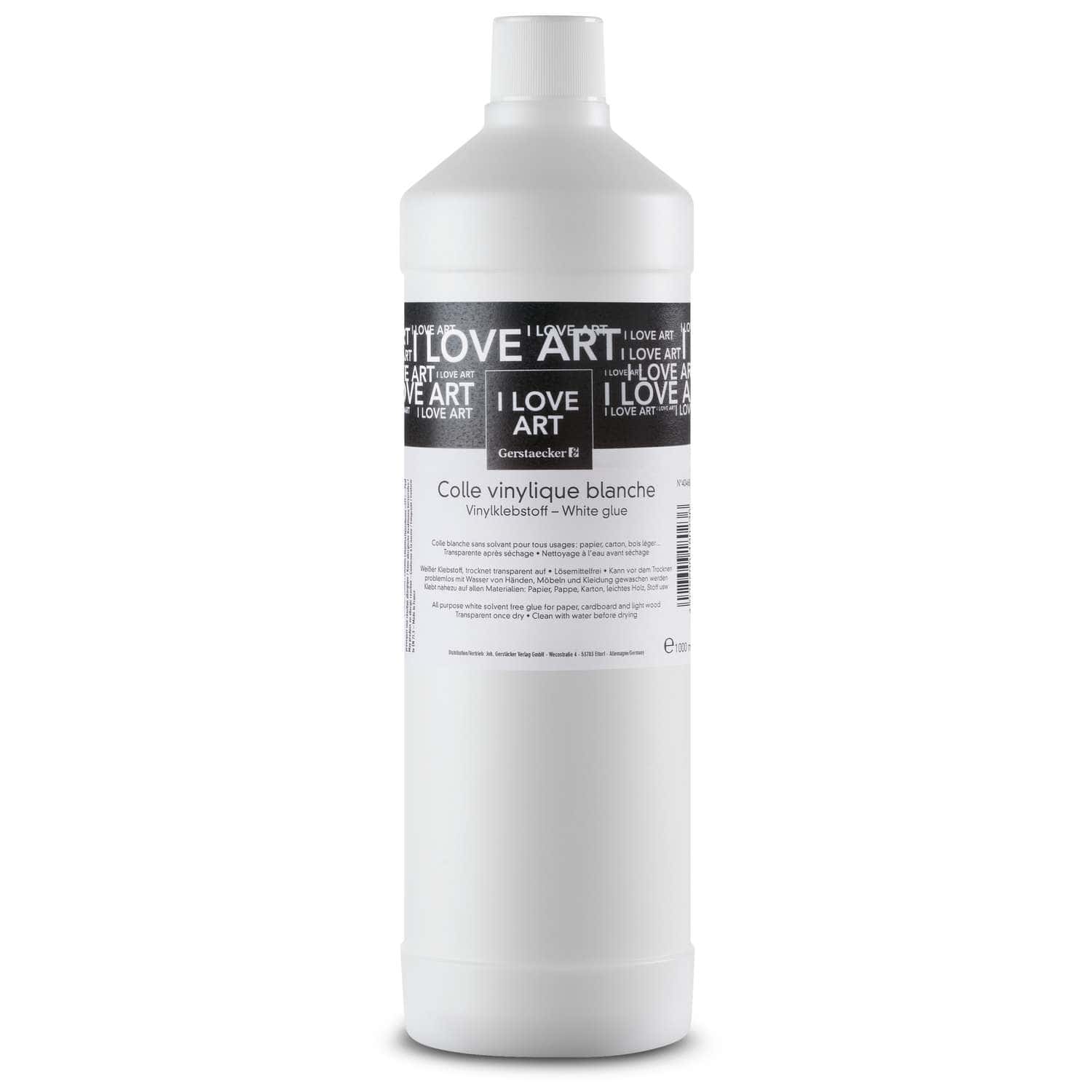 Colle vinylique blanche I Love Art - 1 litre  Le Géant des Beaux-Arts -  N°1 de la vente en ligne de matériels pour Artistes