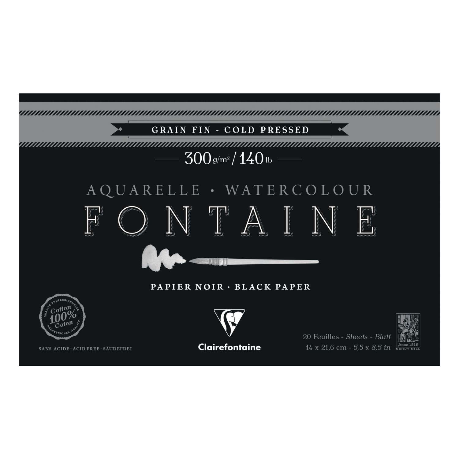 aquarelle - fontaine - 100 % coton - papier aquarelle - clairefontaine