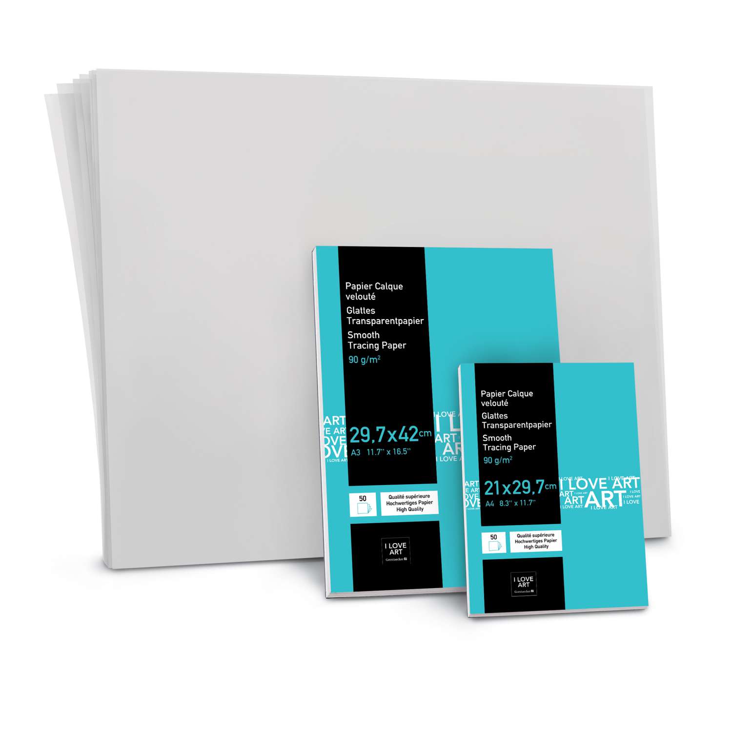Papier Calque bloc collé 50F A4 90/95g - Transparent - clairefontaine Papier Calque bloc collé 50F A4 90/95g - Transparent - clairefontaine