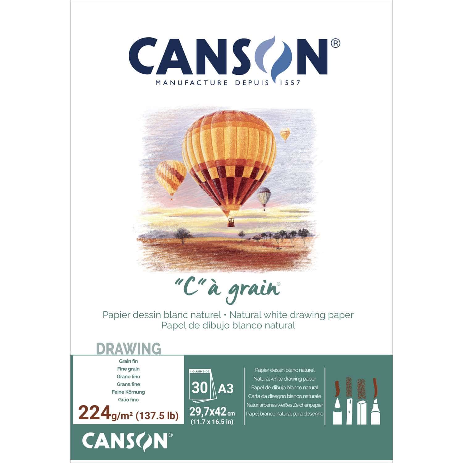 Pochette de 10 feuilles de papier dessin A3 Canson C à grain® - Cartons à  dessins sac à dessins - Achat & prix