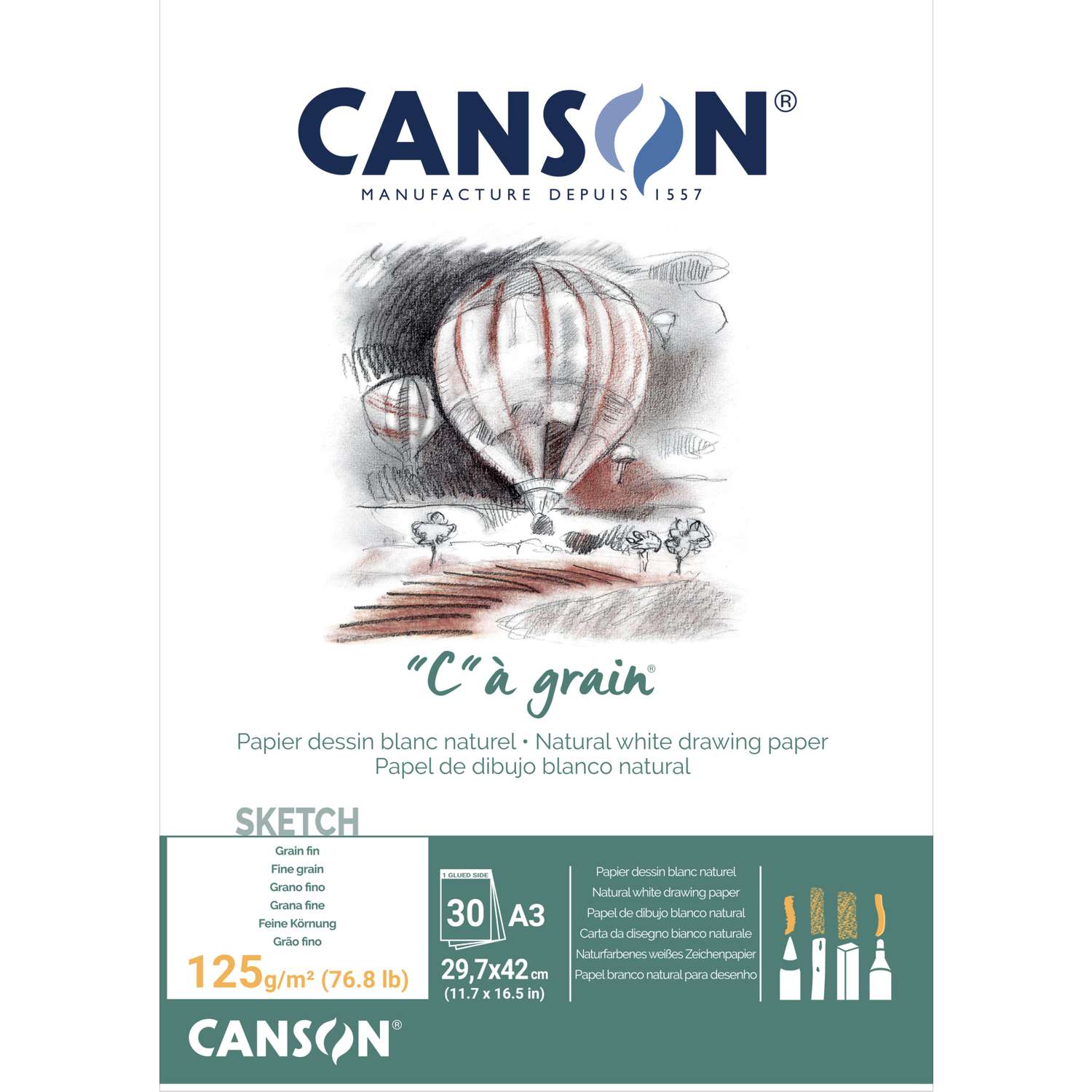 Canson C à grain - Bloc dessin - 24 feuilles - A4 - 224 gr Pas Cher