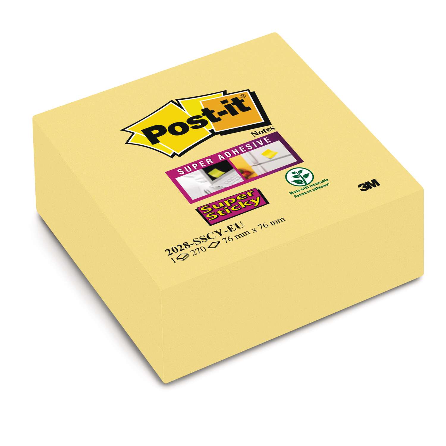 Notes recyclées jaunes pastel Super Sticky Post-it