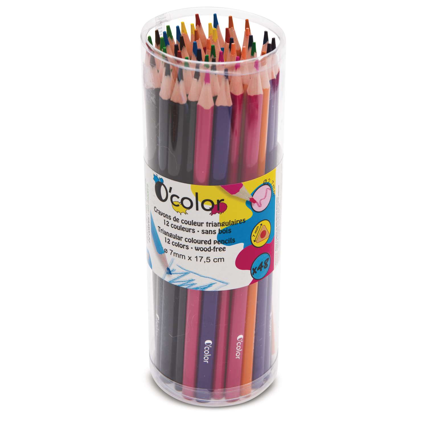 Crayons De Couleur Colortime – Set De 12, Triangulaires, Mine 3 Mm, Longueur 17 Cm