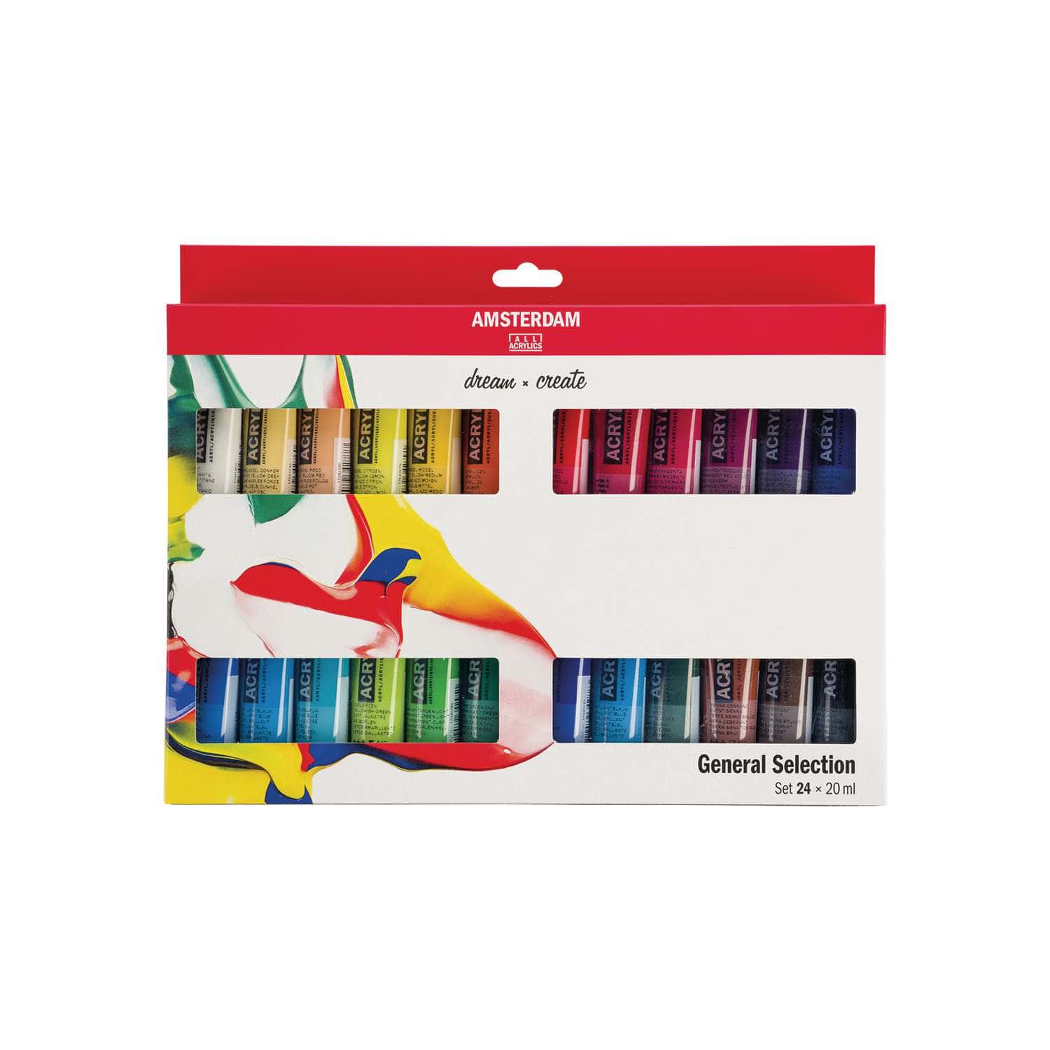 Set de 6 tubes de peinture acrylique Amsterdam 20ml couleurs primaires