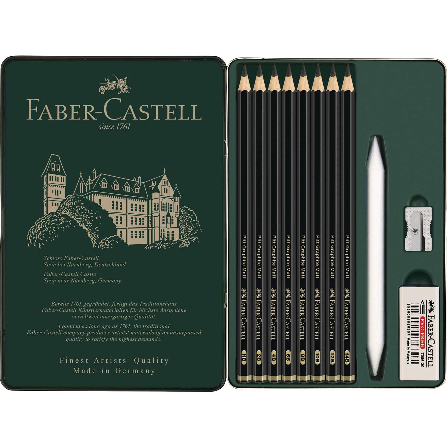 Crayon Graphite Faber-Castell Pitt Graphite Mat 12B - Mine Ultra Noire, Anti-Reflet, Pour Artistes