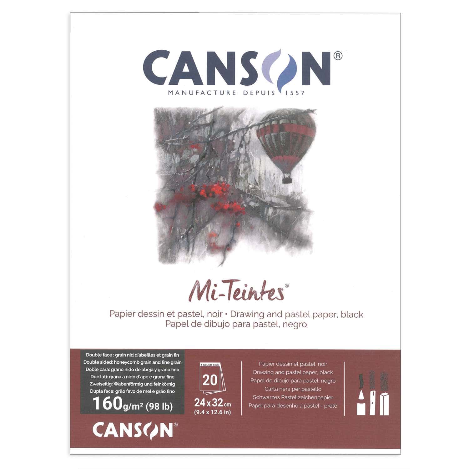 CANSON Papier à dessin couleur Mi-Teintes, format A3, noir
