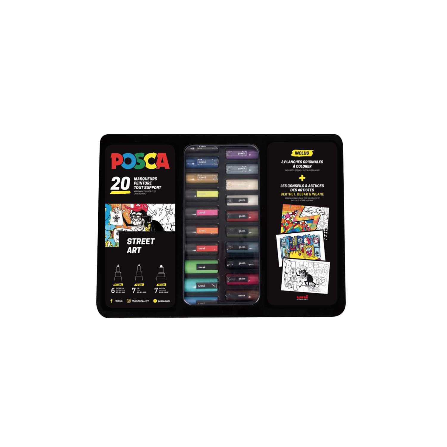 Mallette de 20 marqueurs POSCA pointes et couleurs assorties - Marqueurs  peinture, craie, tissus - Matériel Art Graphique et Fourniture Beaux  Arts en ligne - GraphicBiz
