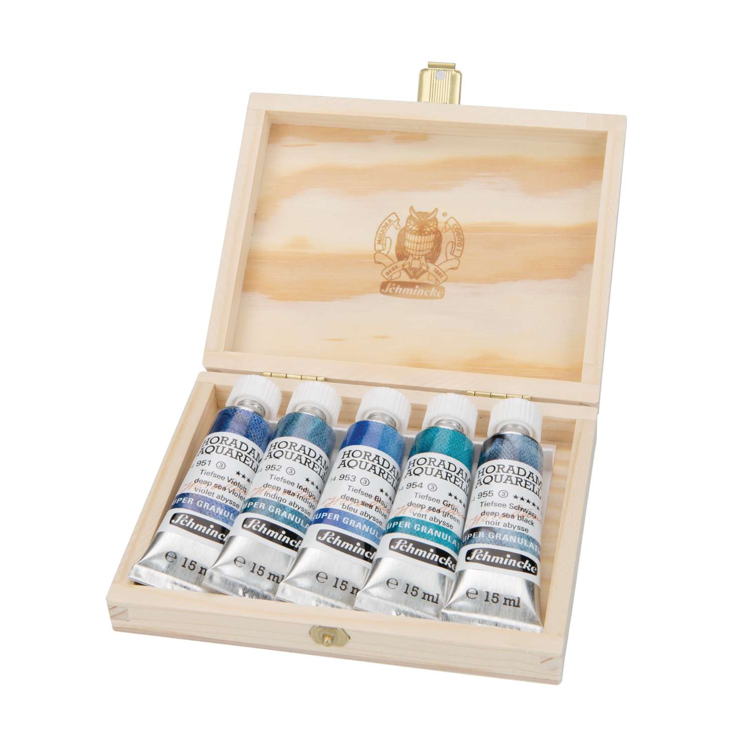 Schmincke - HORADAM® AQUARELL, coffret compact avec 12 nuances aquarelles extra-fines, 1 pinceau daVinci, 74 012 097,coffret en métal, 12 x 1/2 godets