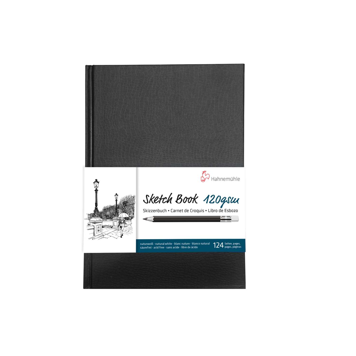 Carnet De Croquis Hahnemuehle Format A6 Paysage - Papier Blanc Naturel 190 G/m² - 80 Pages - Couverture Lin Anthracite