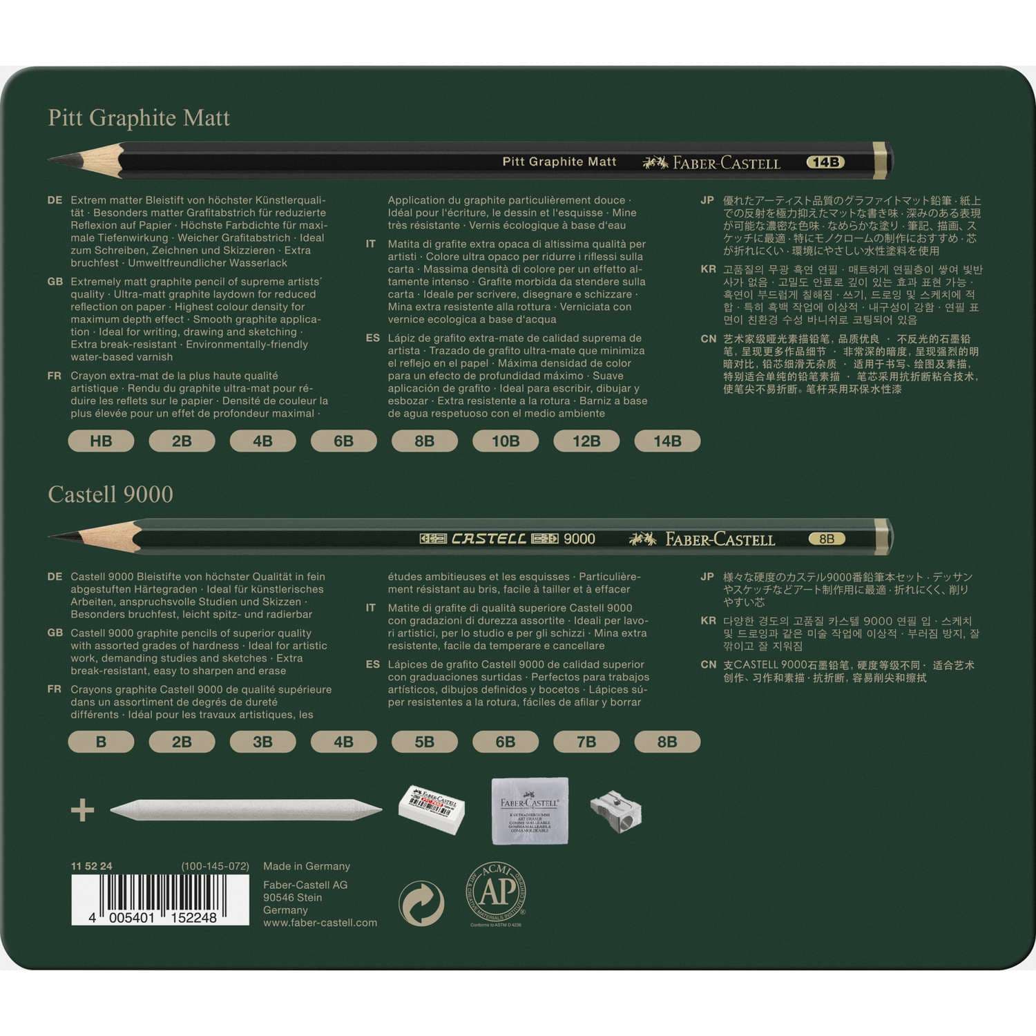 Graphite Crayon Set Set de crayons graphite mats Pitt et Castell 9000 Faber-Castell | Le ...