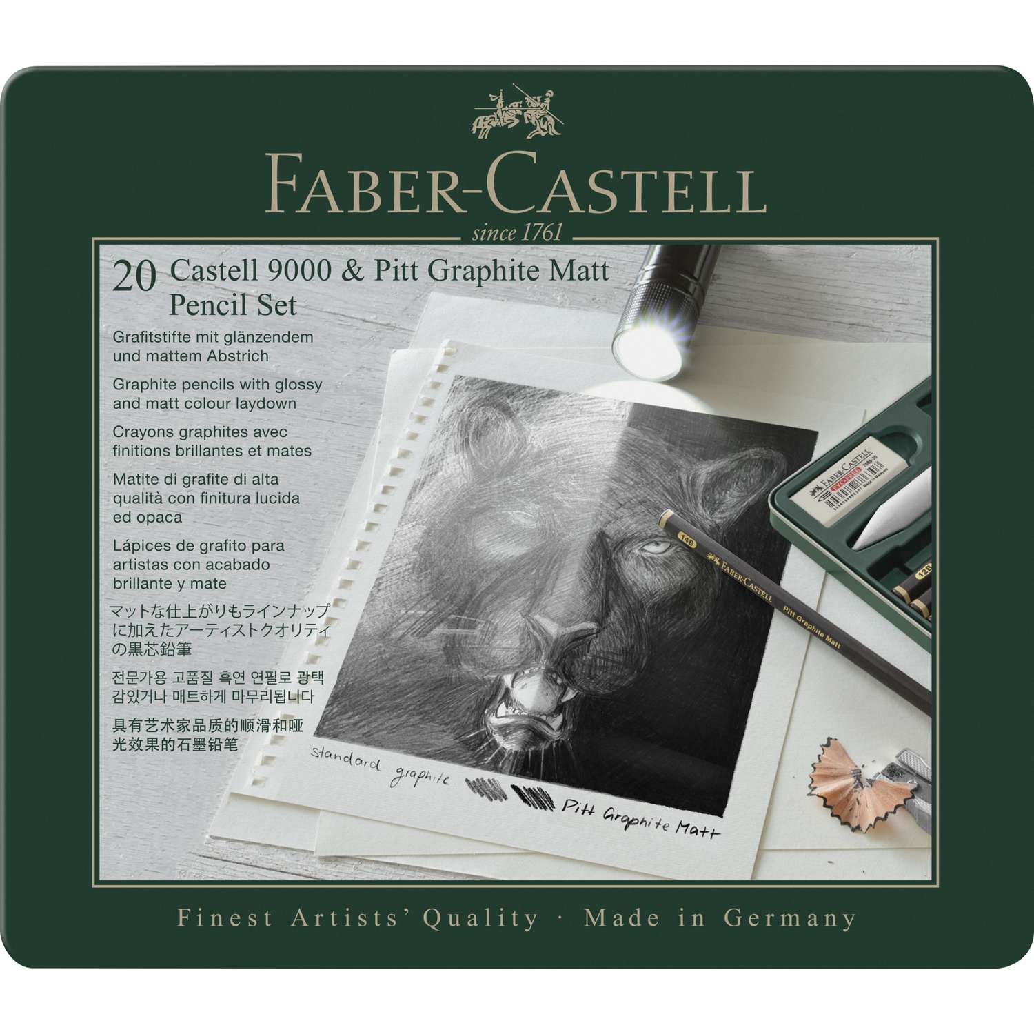 Graphite Crayon Set Set de crayons graphite mats Pitt et Castell 9000 Faber-Castell | Le ...