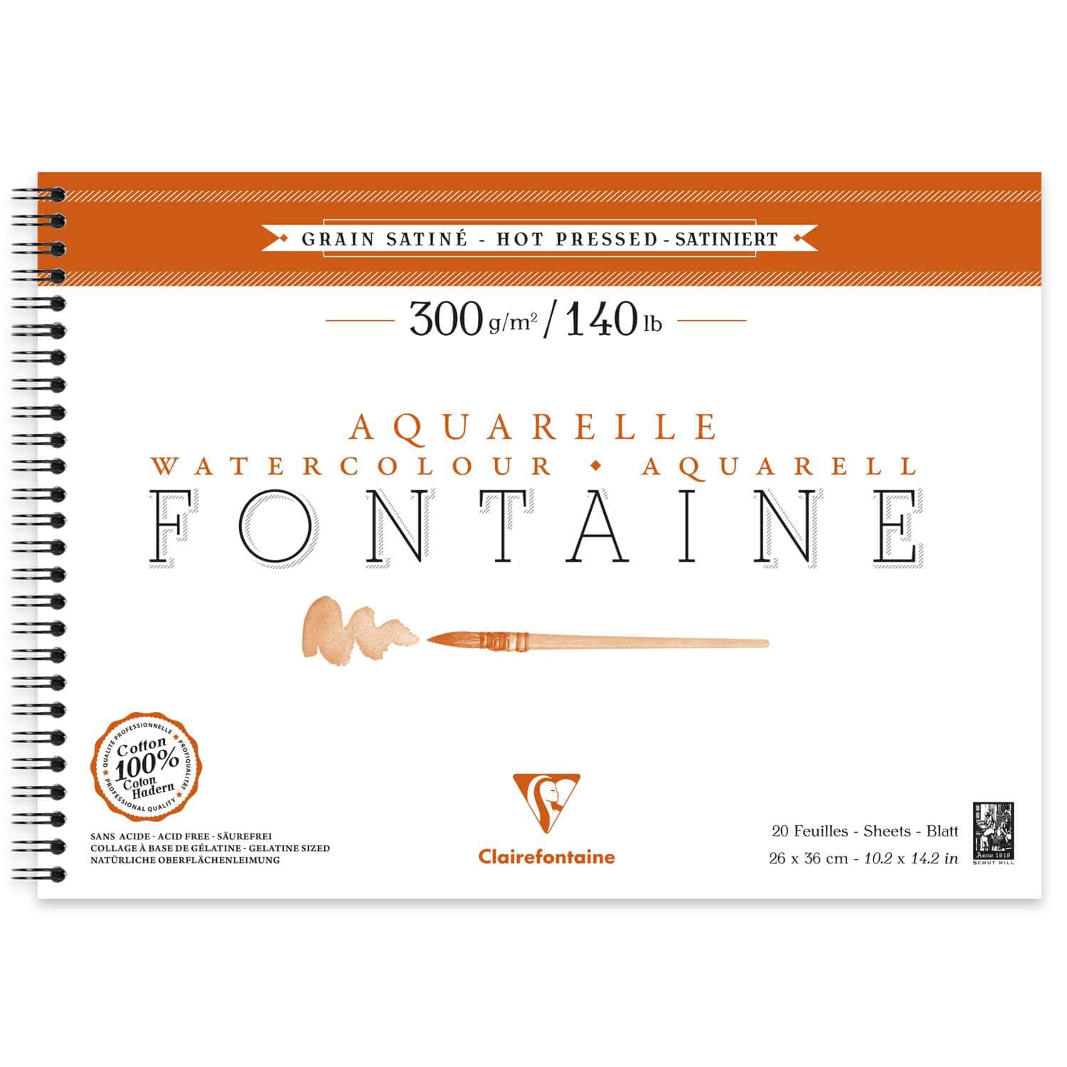 Fontaine Aquarelle carnet cousu 24F A5 300g grain satiné (cartes postales)/  Pce