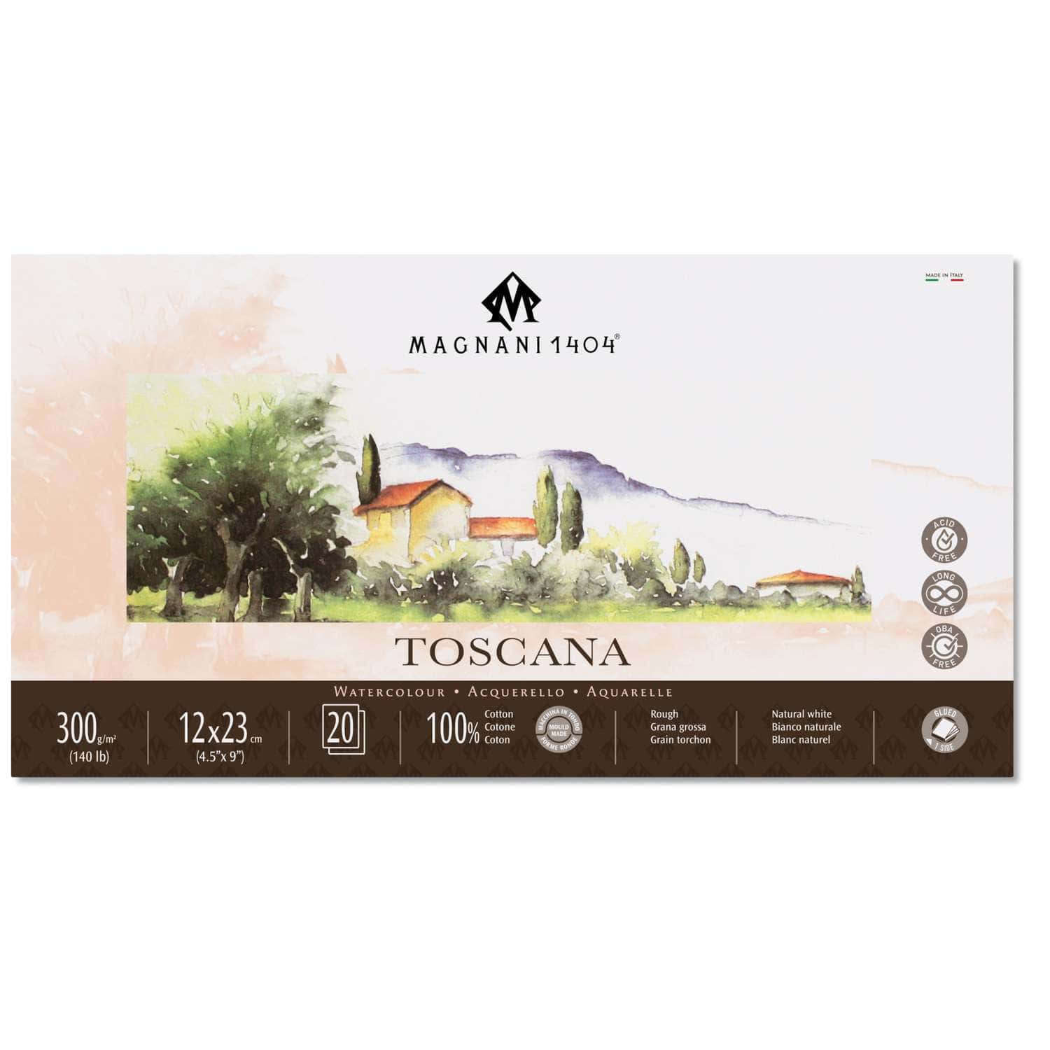 Magnani Bloc Aquarelle Portofino 100% Coton 300g Satin 20x20cm 20