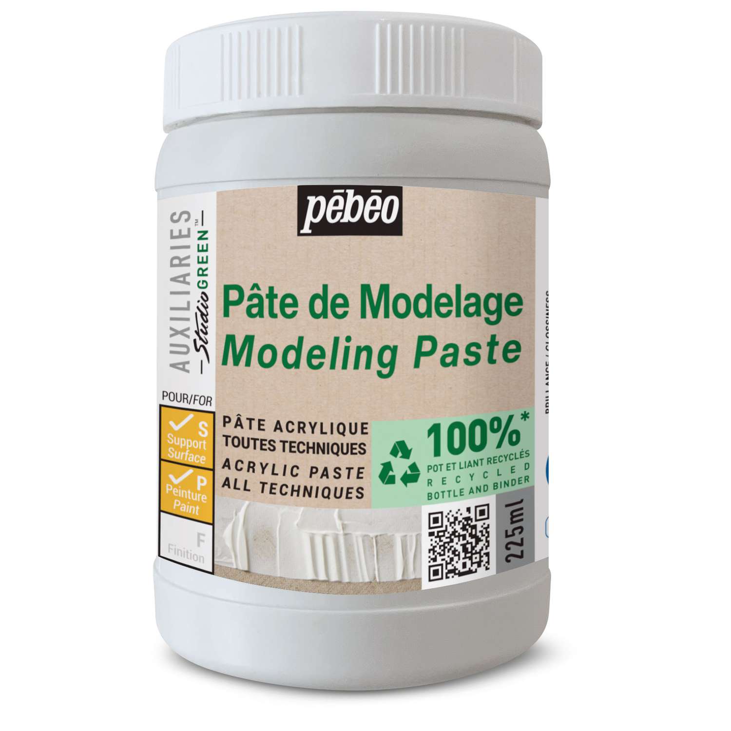 Pâte De Structure Pébéo Studio 100 Ml - Pour Reliefs Et Empâtements Sur Peinture Acrylique, Finition Mate