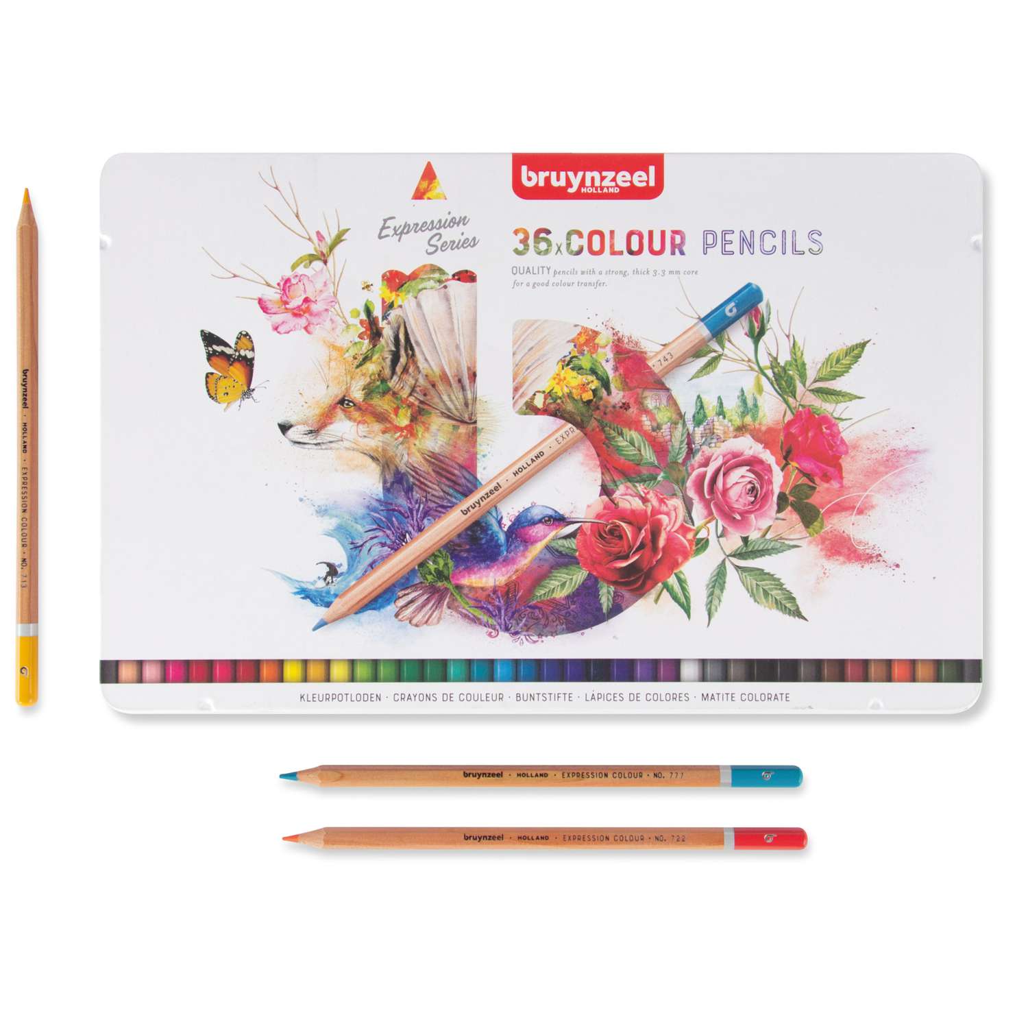 Set De 48 Crayons De Couleur Bruynzeel Design - Mines Épaisses 3,7 Mm, Pigmentés, Pour Artistes Et Débutants