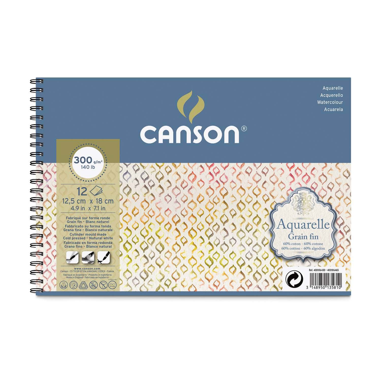 Canson C400106436 - Feuille Aquarelle Canson® 70x100 300g/m², grain torchon  blanc naturel, 2 bords frangés