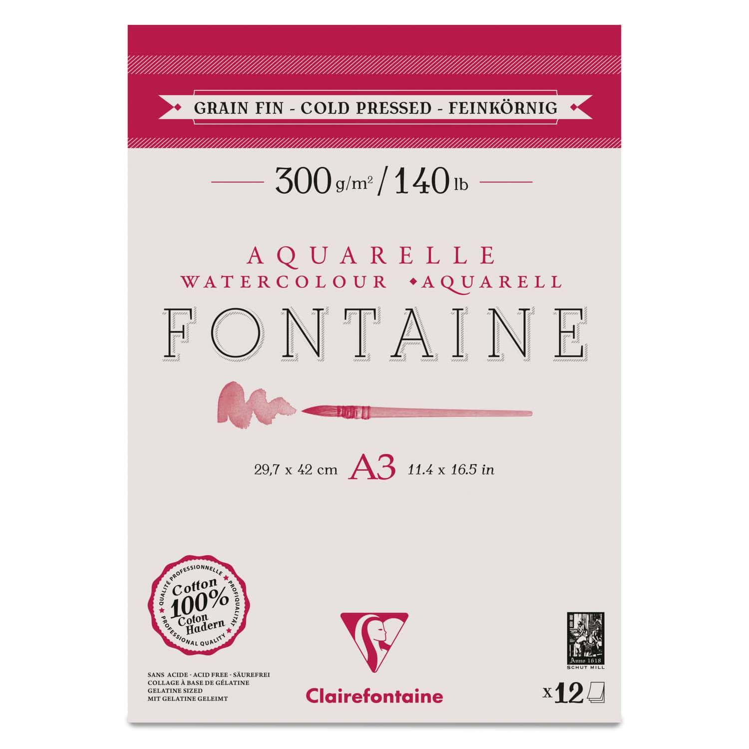 Papier Aquarelle Fontaine de Clairefontaine (Grain Fin 300g/m²)  Le Géant  des Beaux-Arts - N°1 de la vente en ligne de matériels pour Artistes