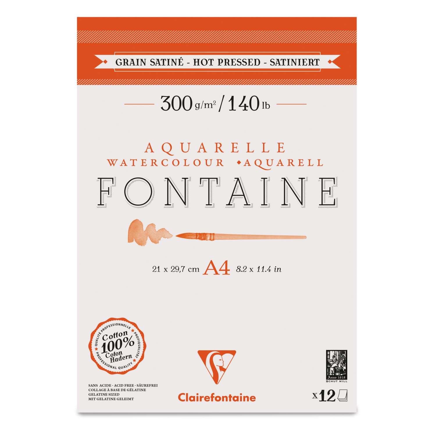 Bloc Aquarelle Arches - 20 Feuilles 15x30 Cm - 300 G/m² Grain Satiné - Collé 4 Côtés - Blanc Naturel