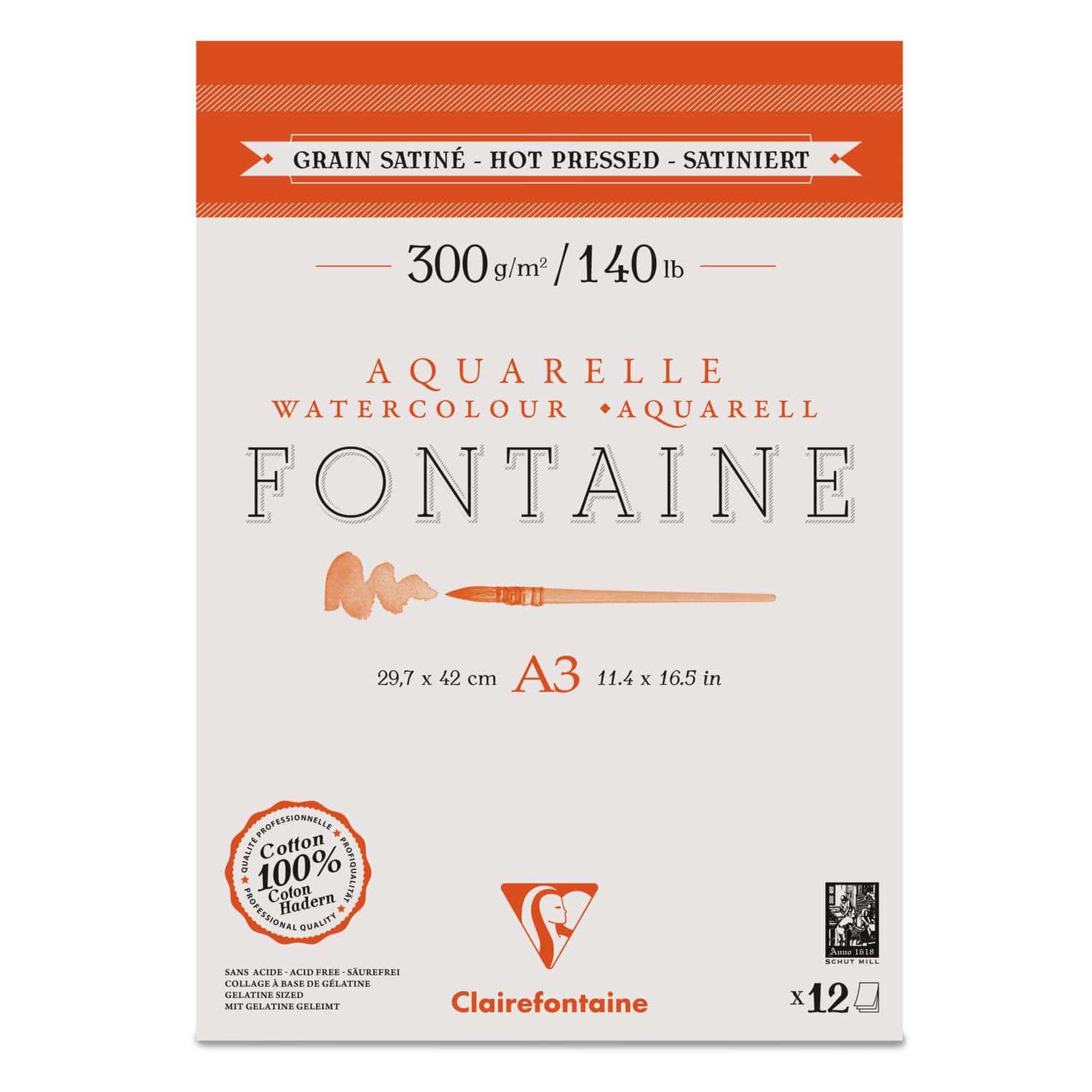 Fontaine Aquarelle carnet cousu 24F 10x15cm 300g grain satiné (cart