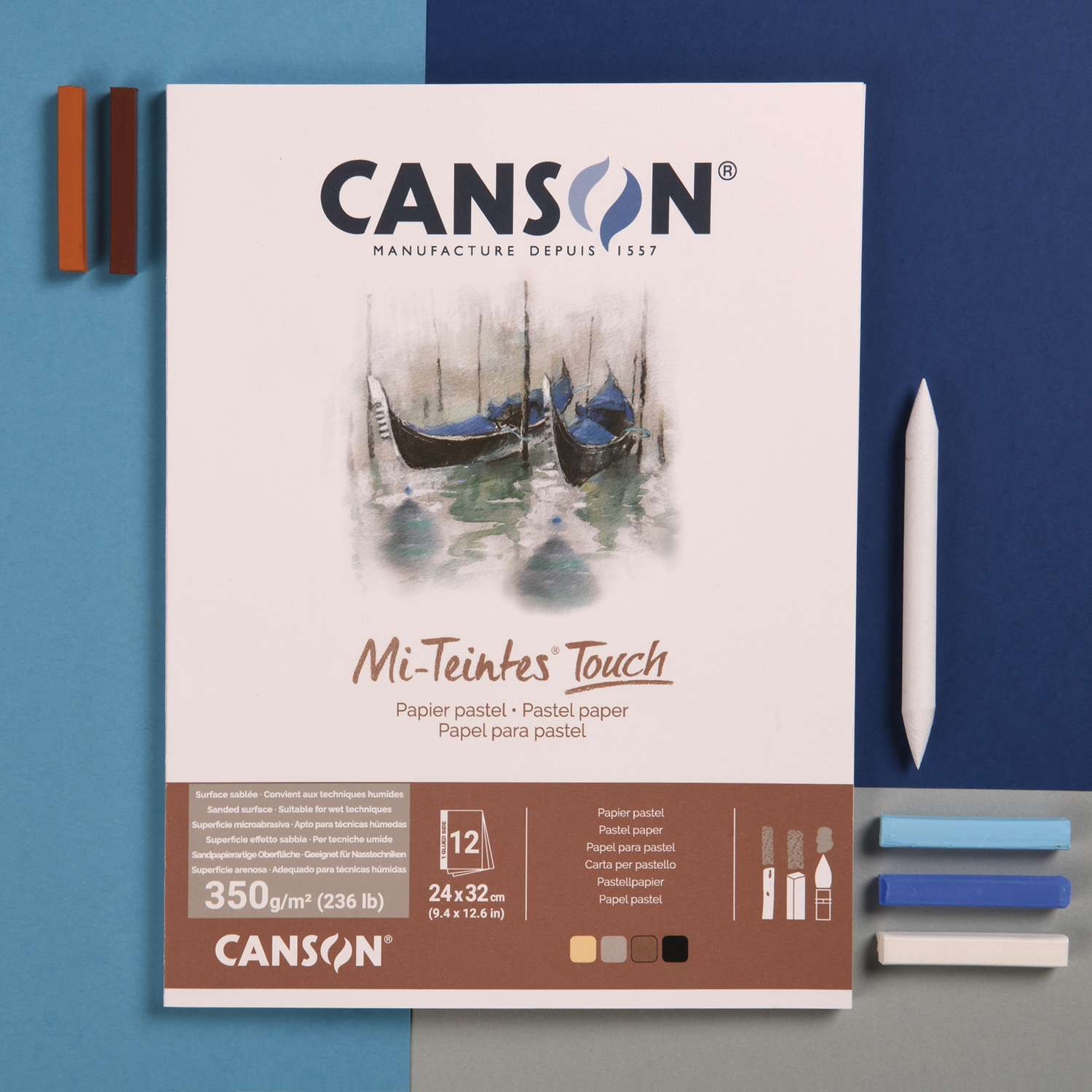CANSON-Papier Pastel Noir Mi-Teintes, Papier Noir, 24cm x 32cm