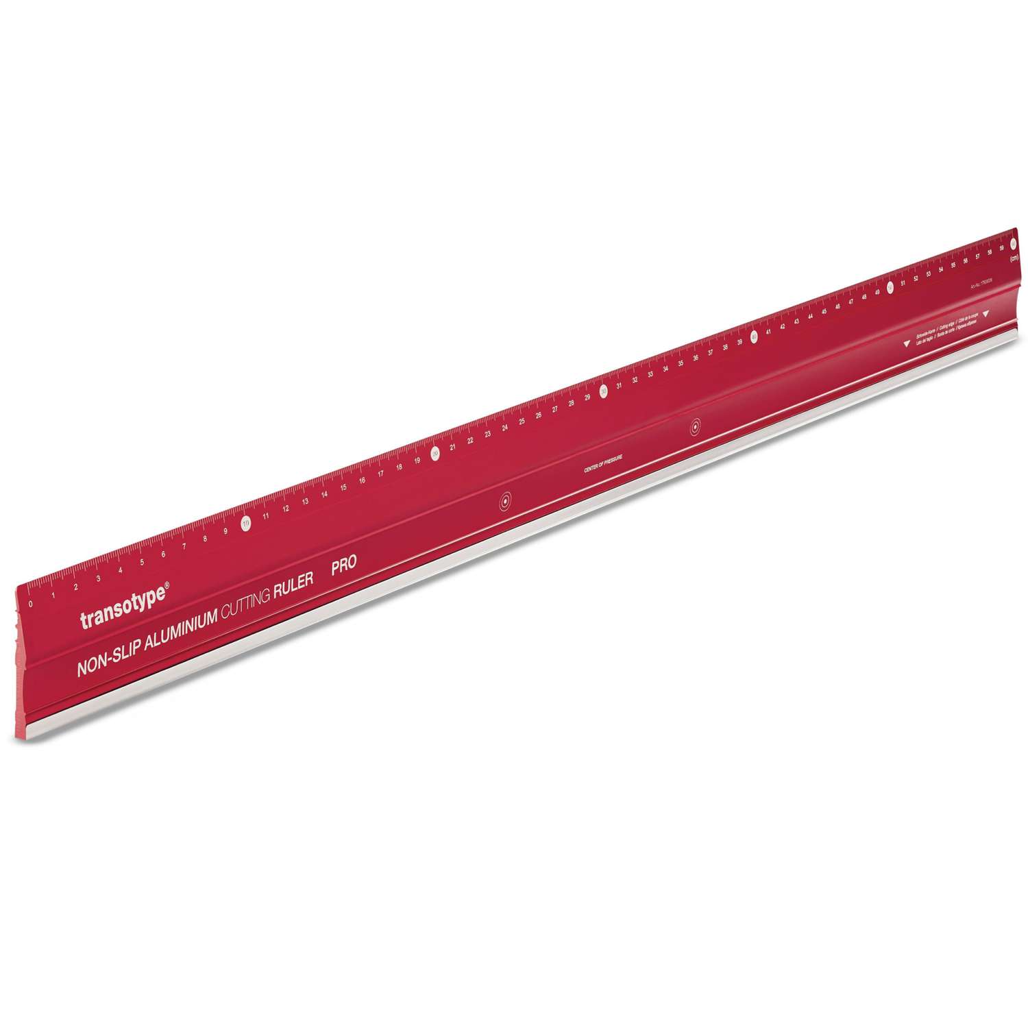Règle De Coupe Transotype 30 Cm – Aluminium Anodisé Rouge Vif, Bord Tranchant Droit, Antidérapante, Idéale Pour Cutter Précis