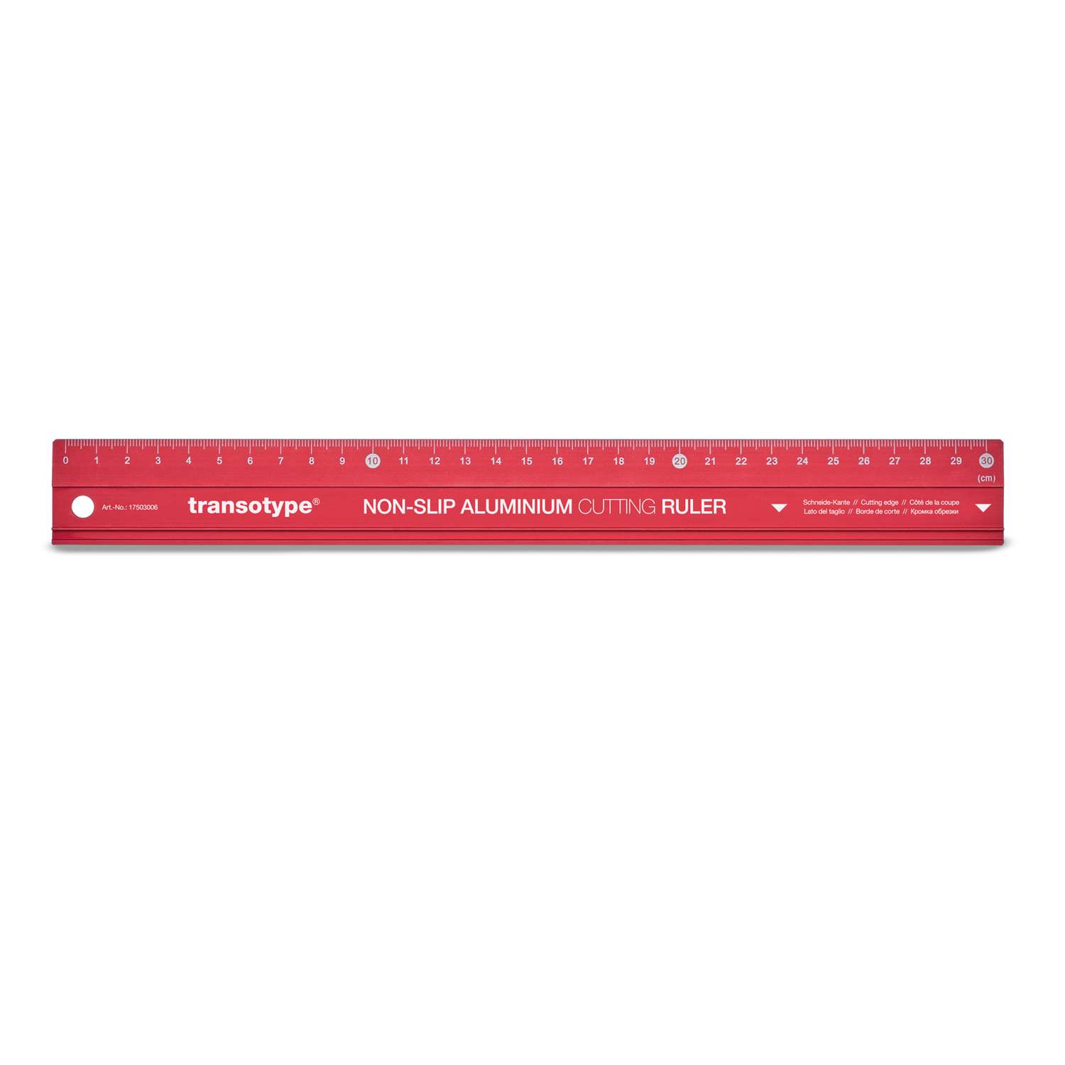 Règle De Coupe Transotype PRO 60 Cm - Aluminium Rouge Antidérapant - Bord De Coupe En Acier - Largeur 50 Mm - Pour Coupe Précise