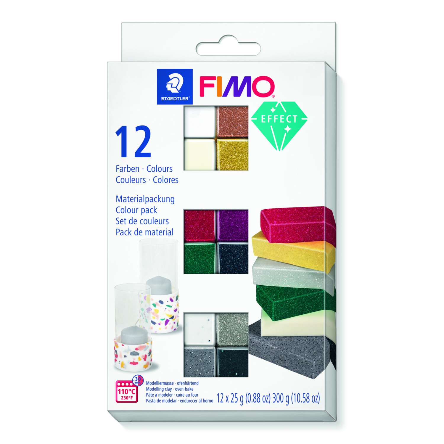 Pâte Polymère - STAEDTLER - FIMO Effect - Pack Boho - 12 Demi-Blocs