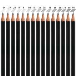 3 crayons graphite avec bout trempé, bois teinté noir