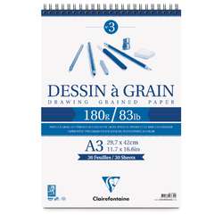 Bloc spiralé Dessin à Grain 180 g/m² Clairefontaine