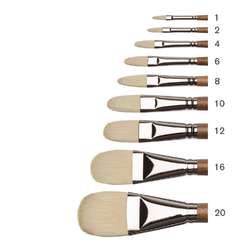 Pinceau huile imitation soies Winsor & Newton, pointe usée bombée