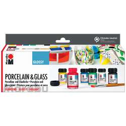 Set de peinture porcelaine et verre brillant Marabu, 6 x 15 ml