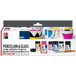 Set de peinture porcelaine et verre mat Marabru, 6 pots de 15 ml