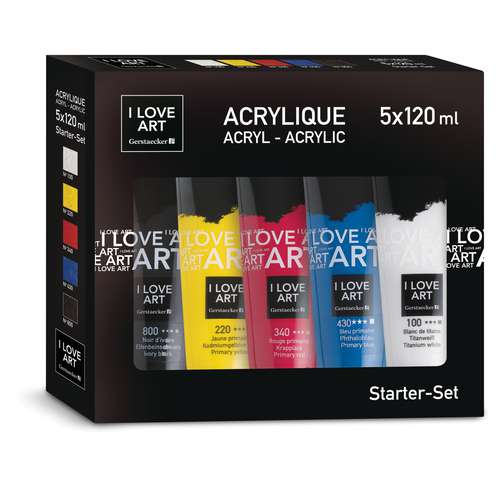 Starter Set - 5 tubes de 120ml d'acrylique I Love Art 