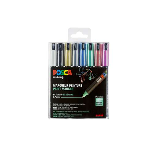 Set 8 marqueurs Posca PC1MR 0,7 mm couleurs métalliques 