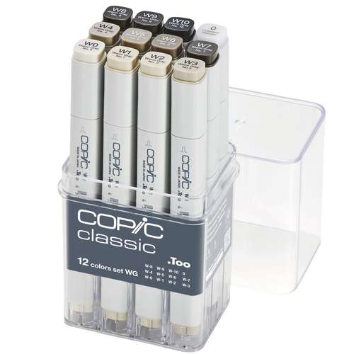 Set de 12 marqueurs classic Gris chaud Copic 
