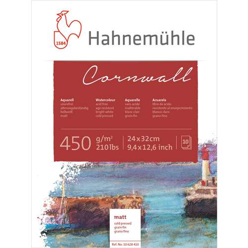 Bloc de 10 feuilles aquarelle CORNWALL de Hahnemuhle 