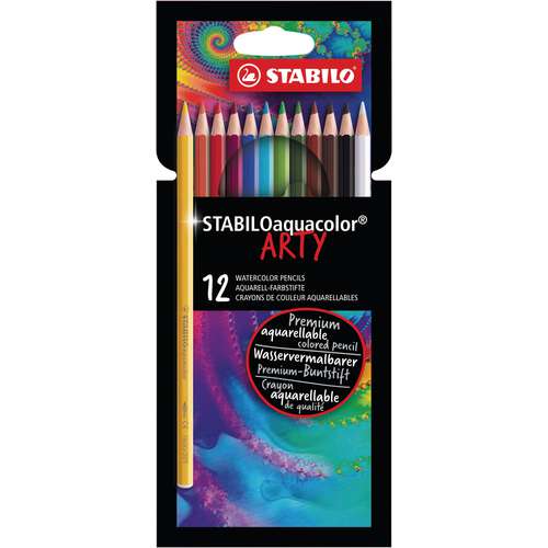 Set de crayons aquarellables Stabilo® aquacolor Arty, 12 crayons, Set 60138