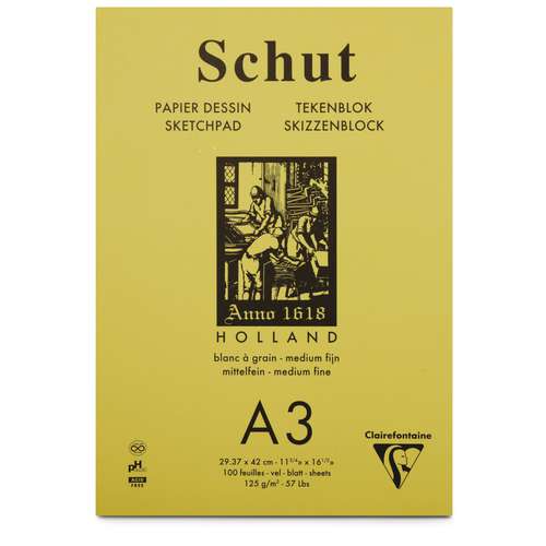 Schut Petit grain Clairefontaine, Bloc collé 1 côté, A3, 29,7 cm x 42 cm,  125 g/m² | 48876