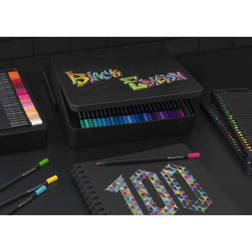 FABER-CASTELL Crayon de couleur Black Edition, étui de 36 sur