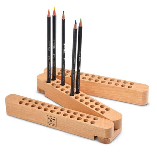 Lot De 2 Porte-crayons En Bois Avec 4 Compartiments - Organisateur Bureau Maison, Rangement Stylos Crayons Ciseaux