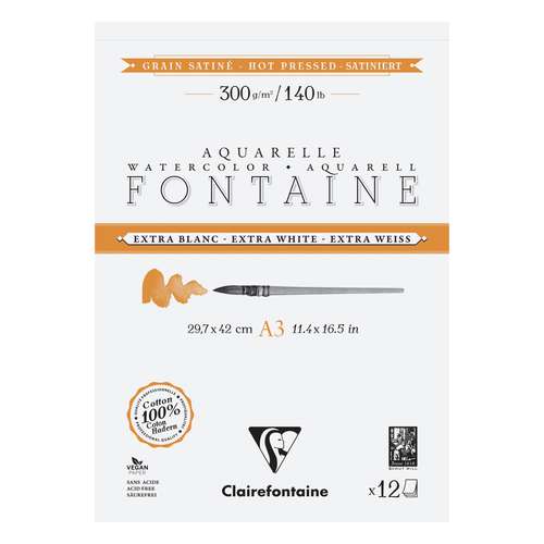 Bloc De 10 Feuilles Papier Aquarelle Hahnemühle – 300 G/m² – 30 X 40 Cm – Coton, Sans Acide, Satiné