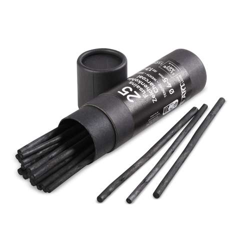 Lot De 3 Crayons Fusain Sans Bois - Noir, Degrés Doux/moyen/dur - Pour Dessin, Croquis, Art - 14,3 Cm