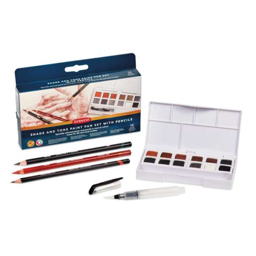 Coffret 12 1/2 godets de peinture aquarelle Shade & Tone Derwent 